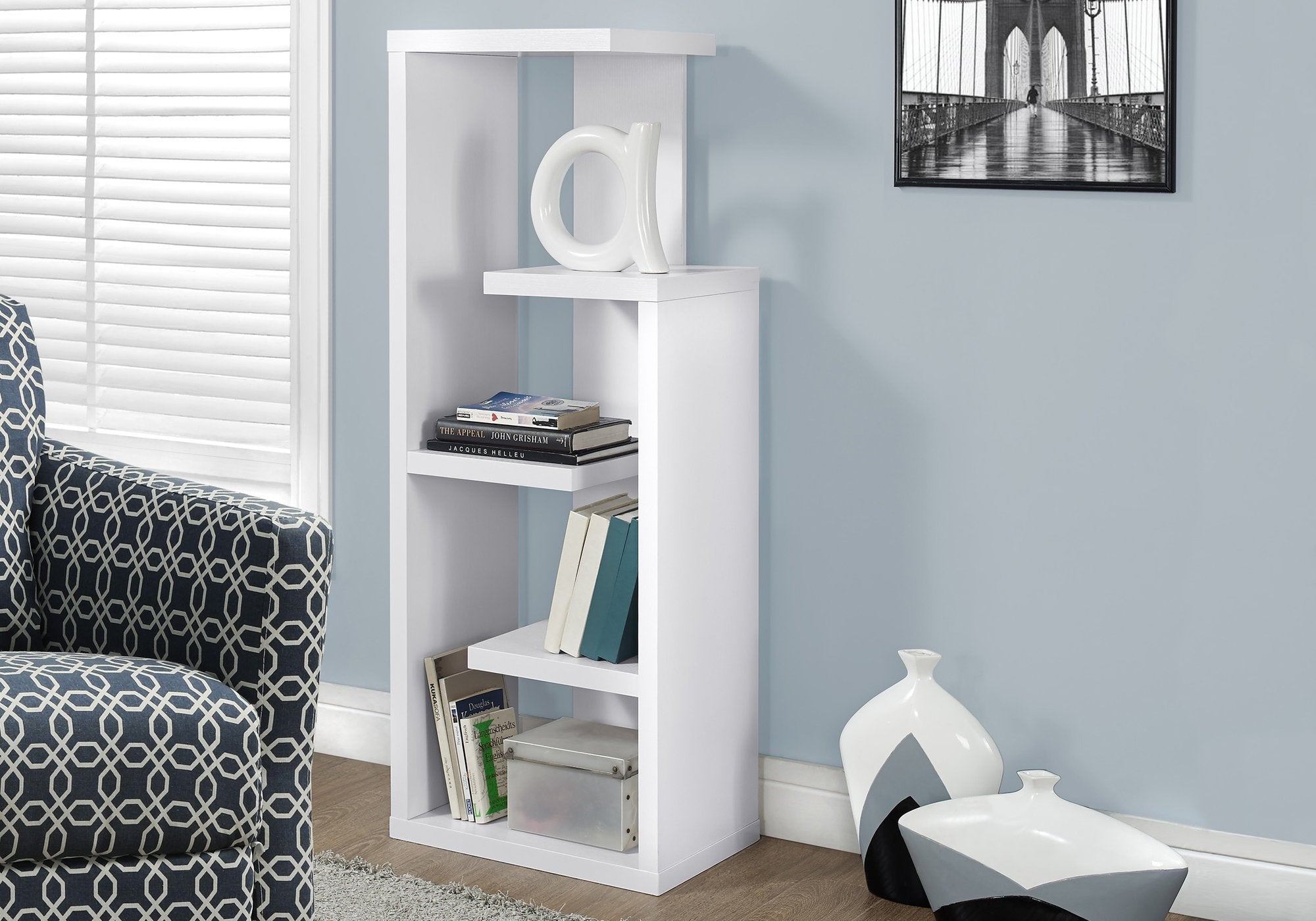 12" x 18.5" x 47.25" White Particle Board HollowCore Bookcase